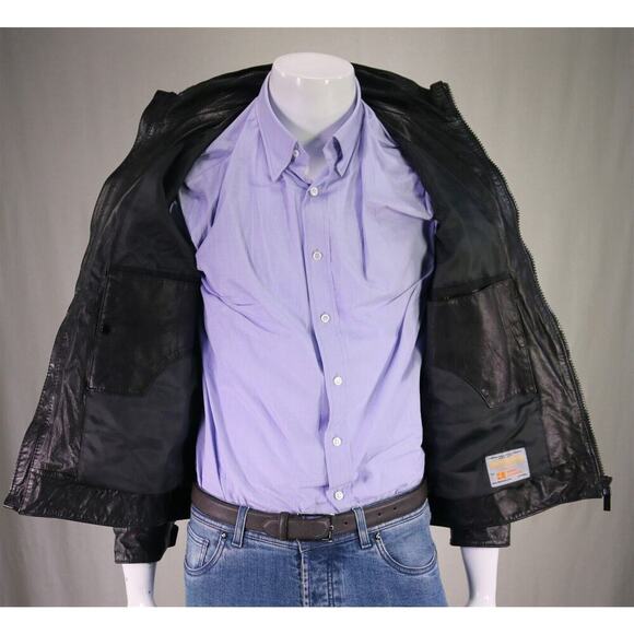 Hugo Boss Orange Label Jerrle Goat Leather Biker Motorcycle Jacket 38R - Picture 7 of 11